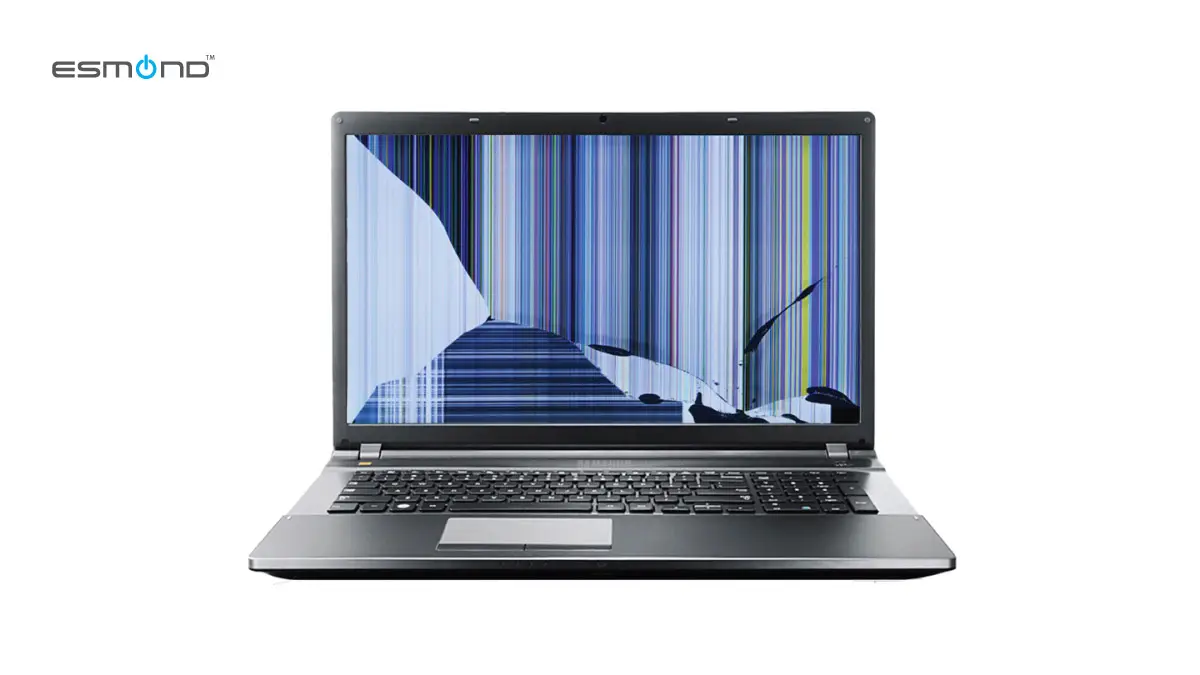 Laptop with cracked LCD screen