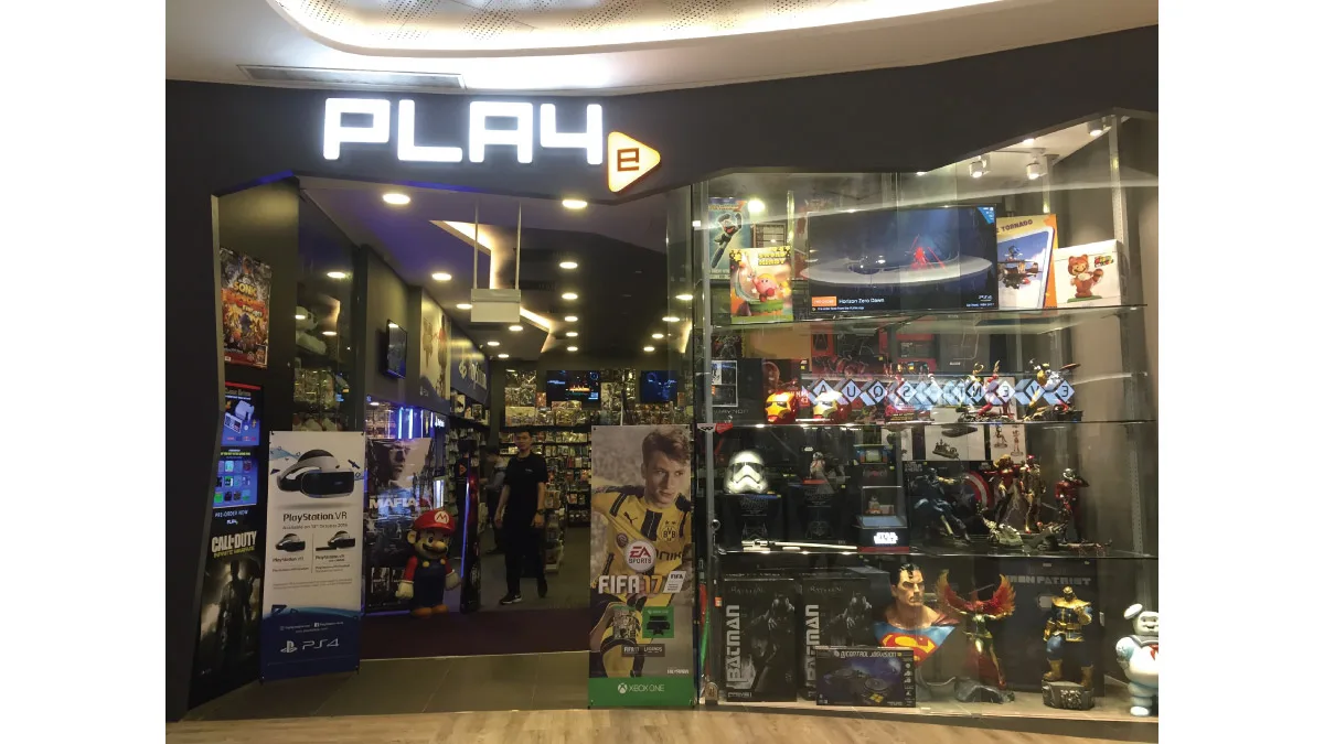 PLAYe store front at Waterway Point in Singapore, with games and collectible figures on display