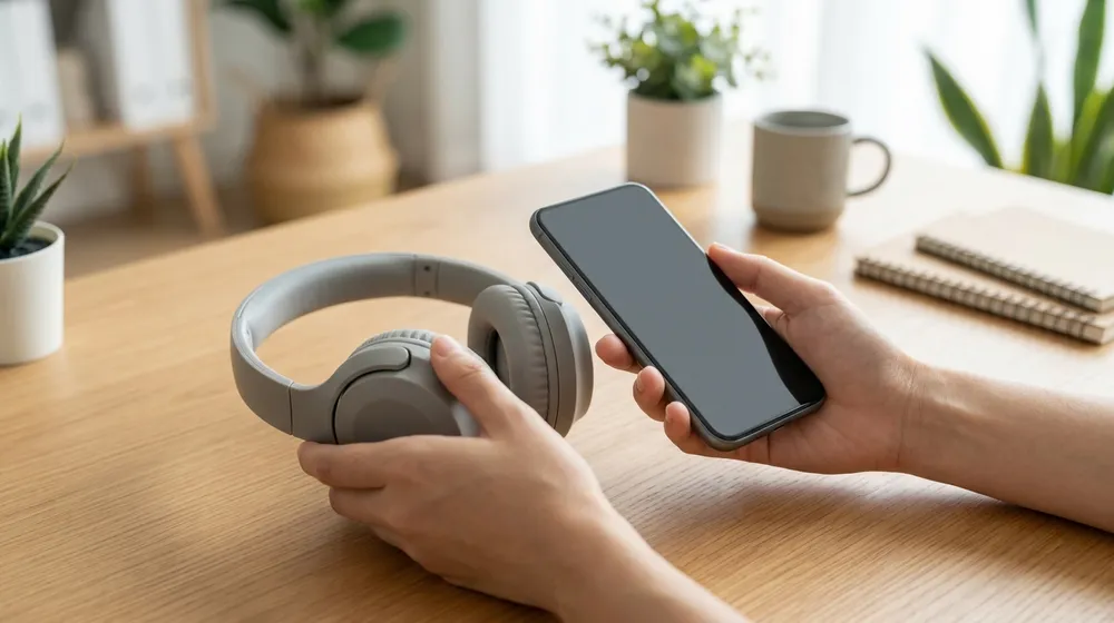 Wireless headphones already paired to a nearby phone