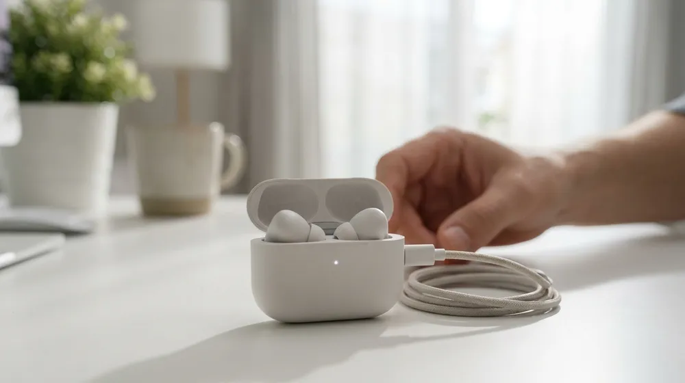 Checking a wireless accessory is charged in its charging case
