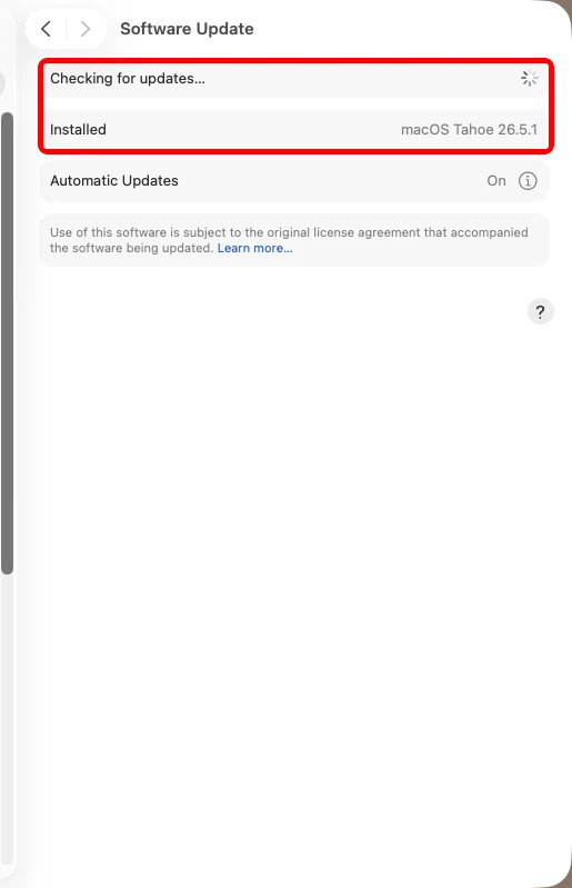 macOS Software Update settings