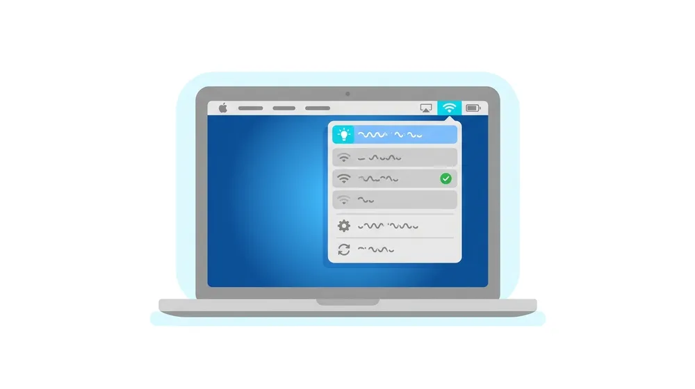 A Wi-Fi Recommendations alert in the Mac menu bar Wi-Fi menu when an issue is detected