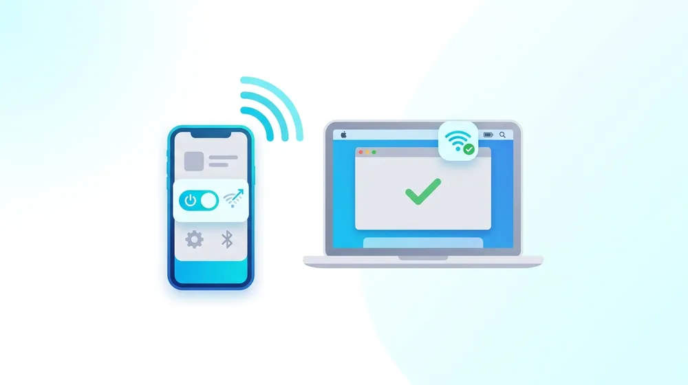 Connecting a Mac to a phone hotspot to test if its WiFi hardware works