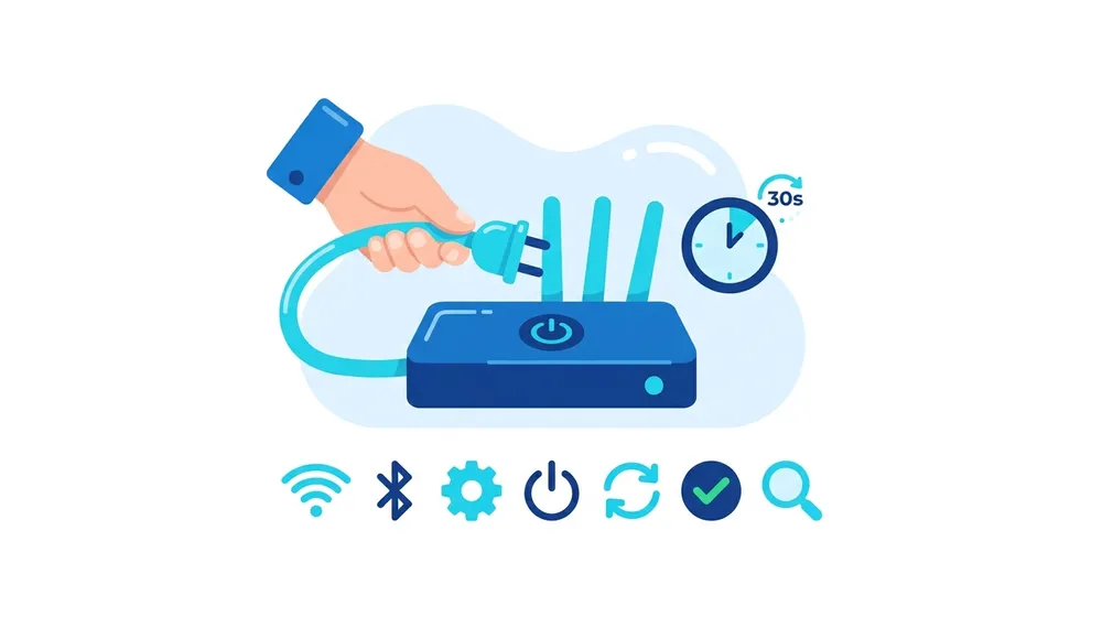 Power-cycling a home modem and router by unplugging them for 30 seconds