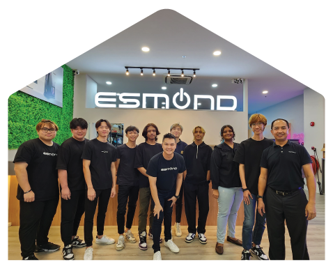 Team photo of Esmond Service Centre staff at Singapore retail outlet