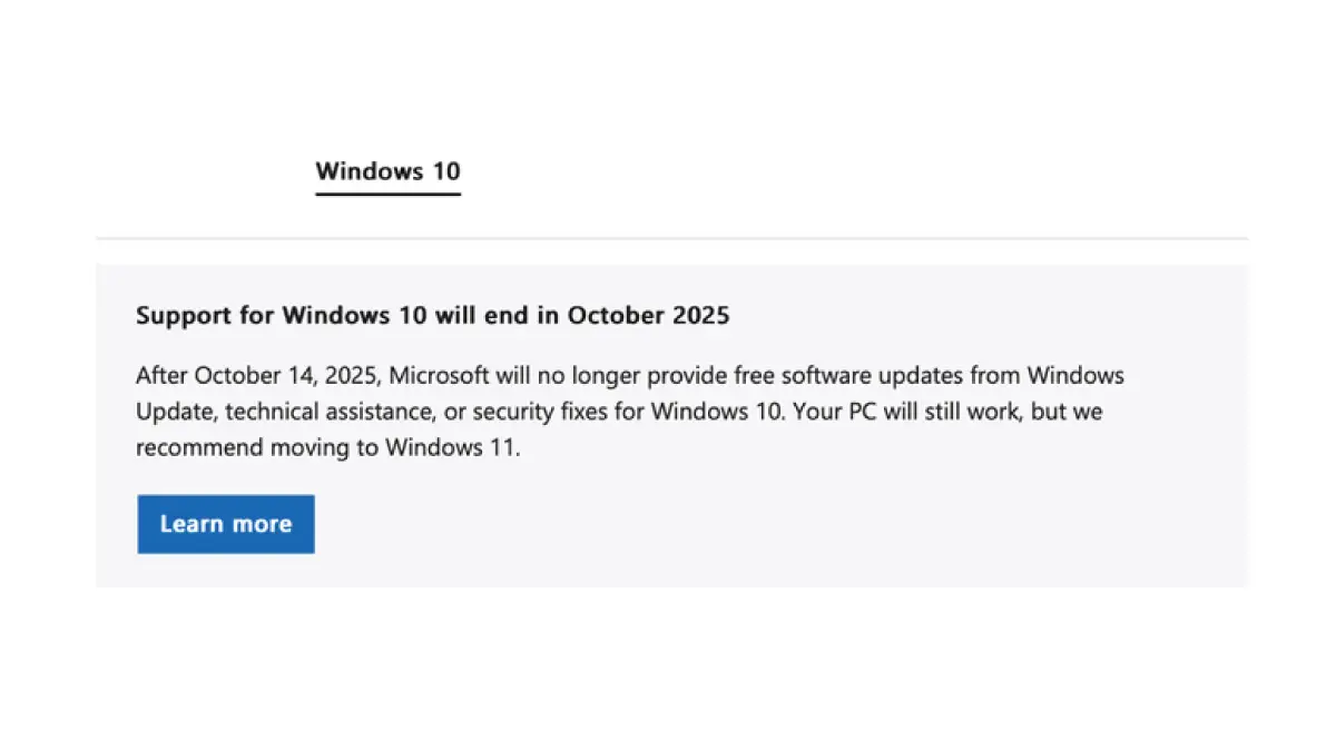Calendar marking October 14, 2025, as Windows 10 end of support