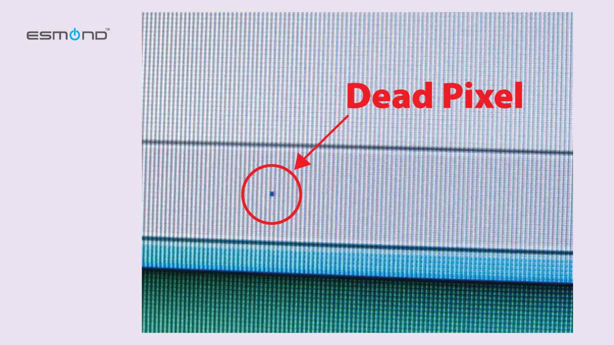 Close-up of dead pixels on laptop LCD screen