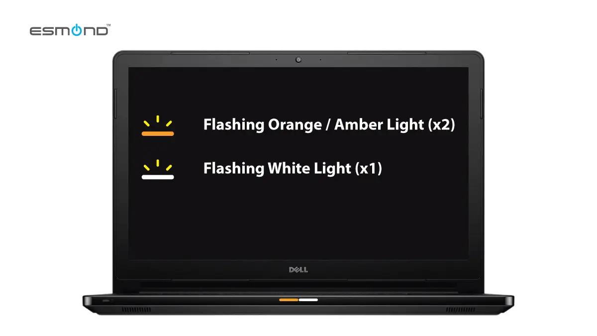 illustrate dell laptop blinking 2 orange 1 white