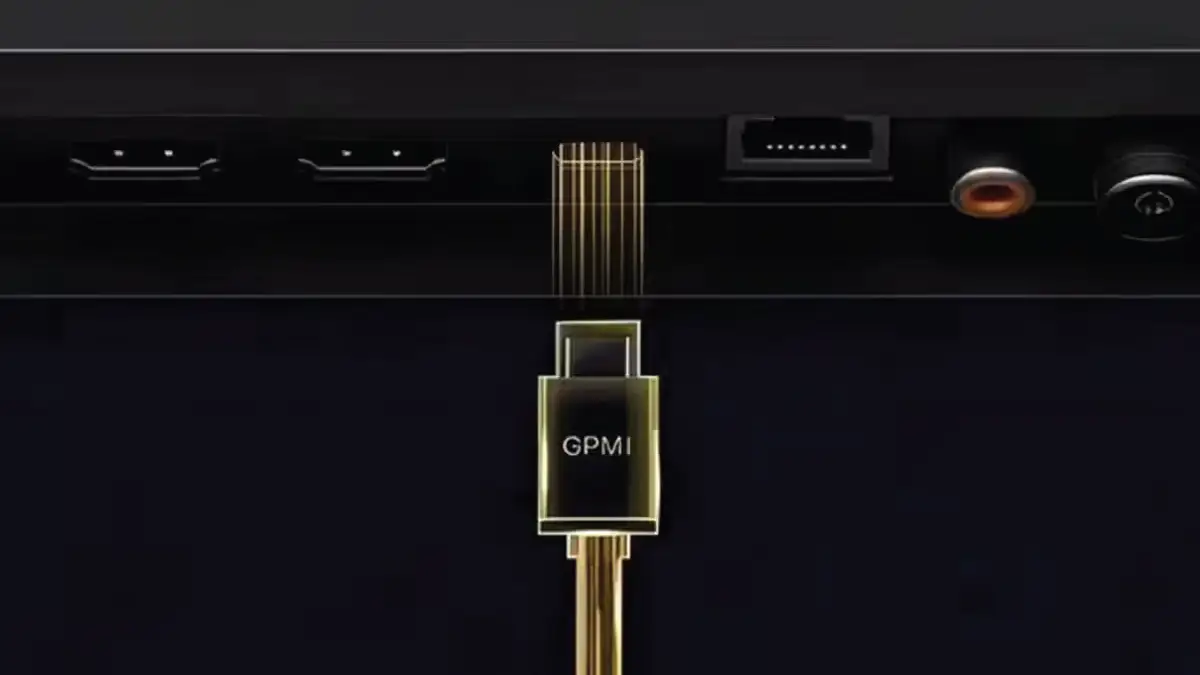 Close-up of GPMI Type-B and Type-C connectors, new alternatives to HDMI and DisplayPort