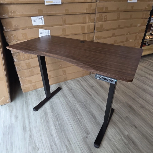Vival Standing Desk in Singapore – dual motor adjustable desk with Tuscan Walnut finish.