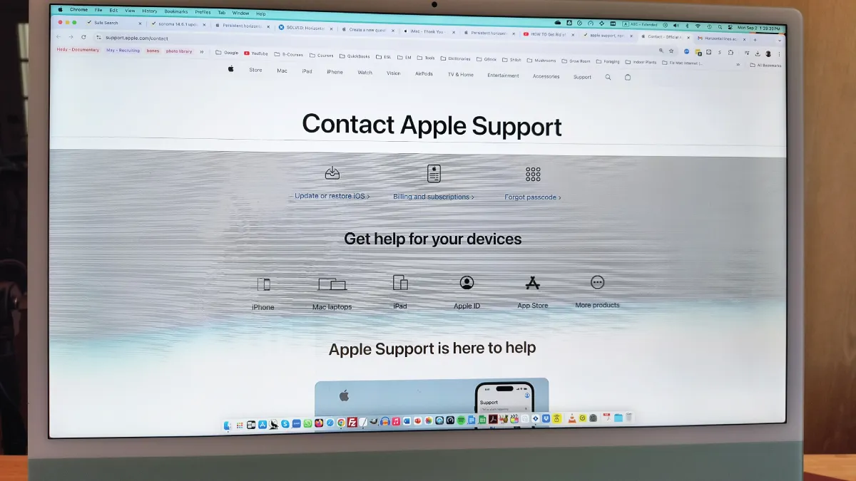 iMac 24-inch showing horizontal line on screen with repair tips